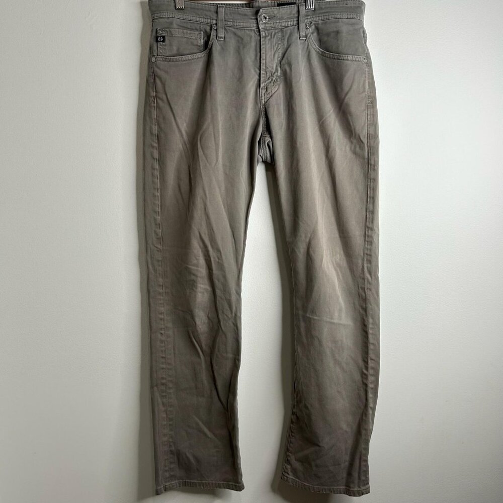AG‎ Adriano Goldschmied Pants Mens 36x32 Gray 5 Pocket Stretch Straight Leg